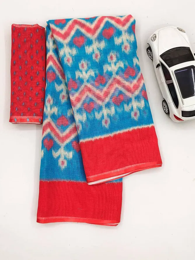 MG 237 Plain Linen Printed Daily Wear Sarees Catalog